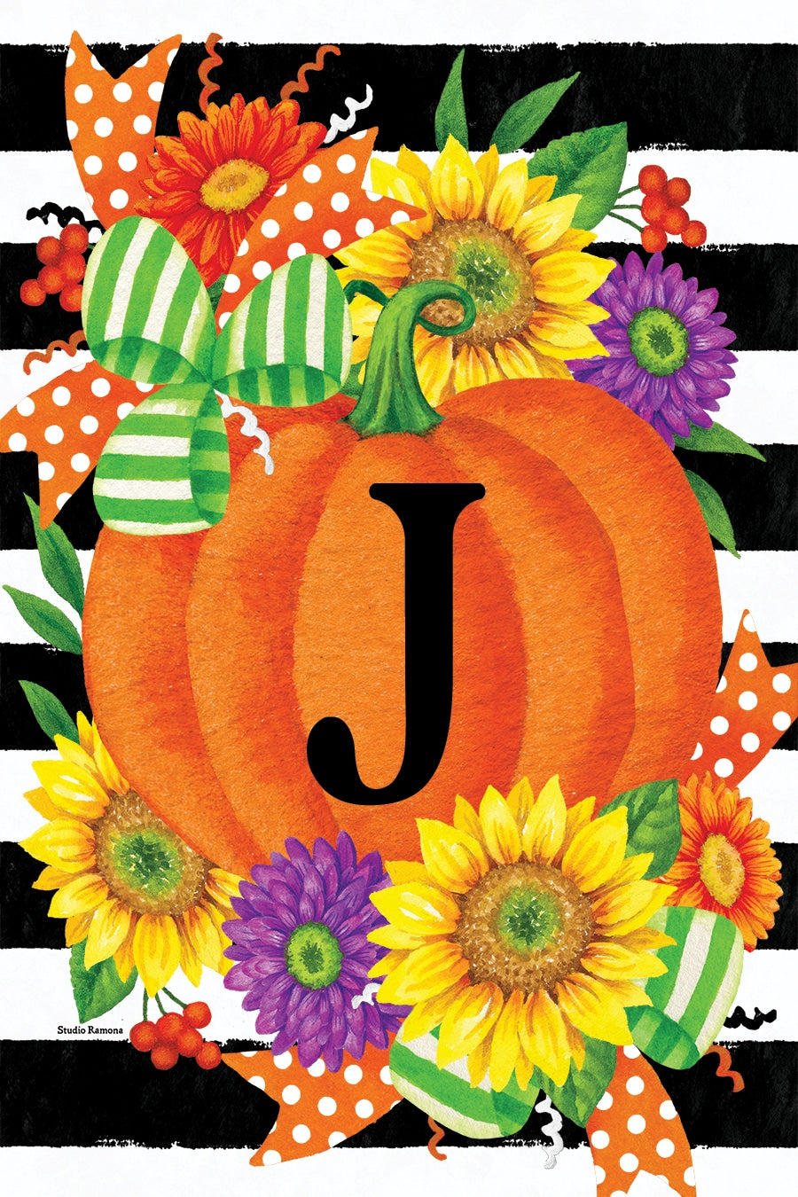 PUMPKIN SPLENDOR MONOGRAM GARDEN FLAG