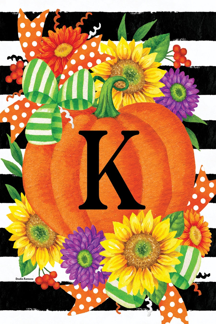 PUMPKIN SPLENDOR MONOGRAM GARDEN FLAG