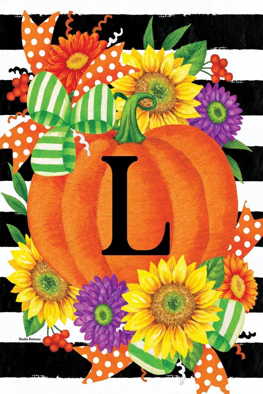 PUMPKIN SPLENDOR MONOGRAM GARDEN FLAG