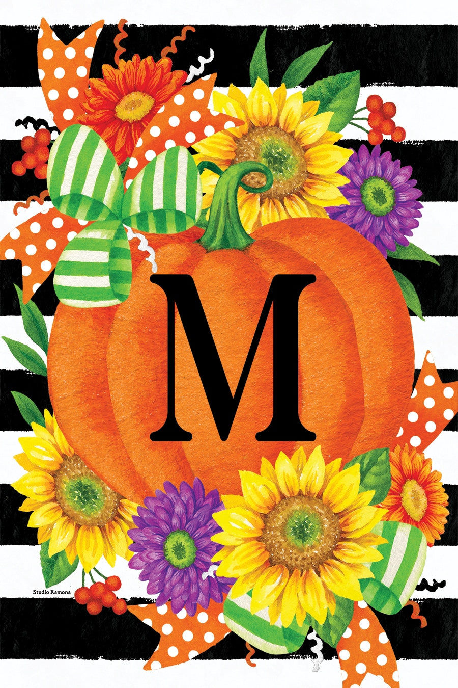 PUMPKIN SPLENDOR MONOGRAM GARDEN FLAG