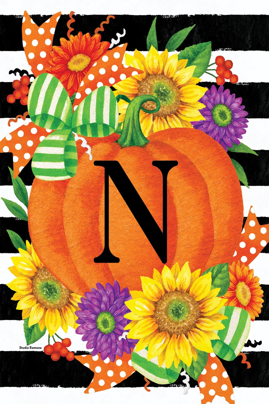 PUMPKIN SPLENDOR MONOGRAM GARDEN FLAG