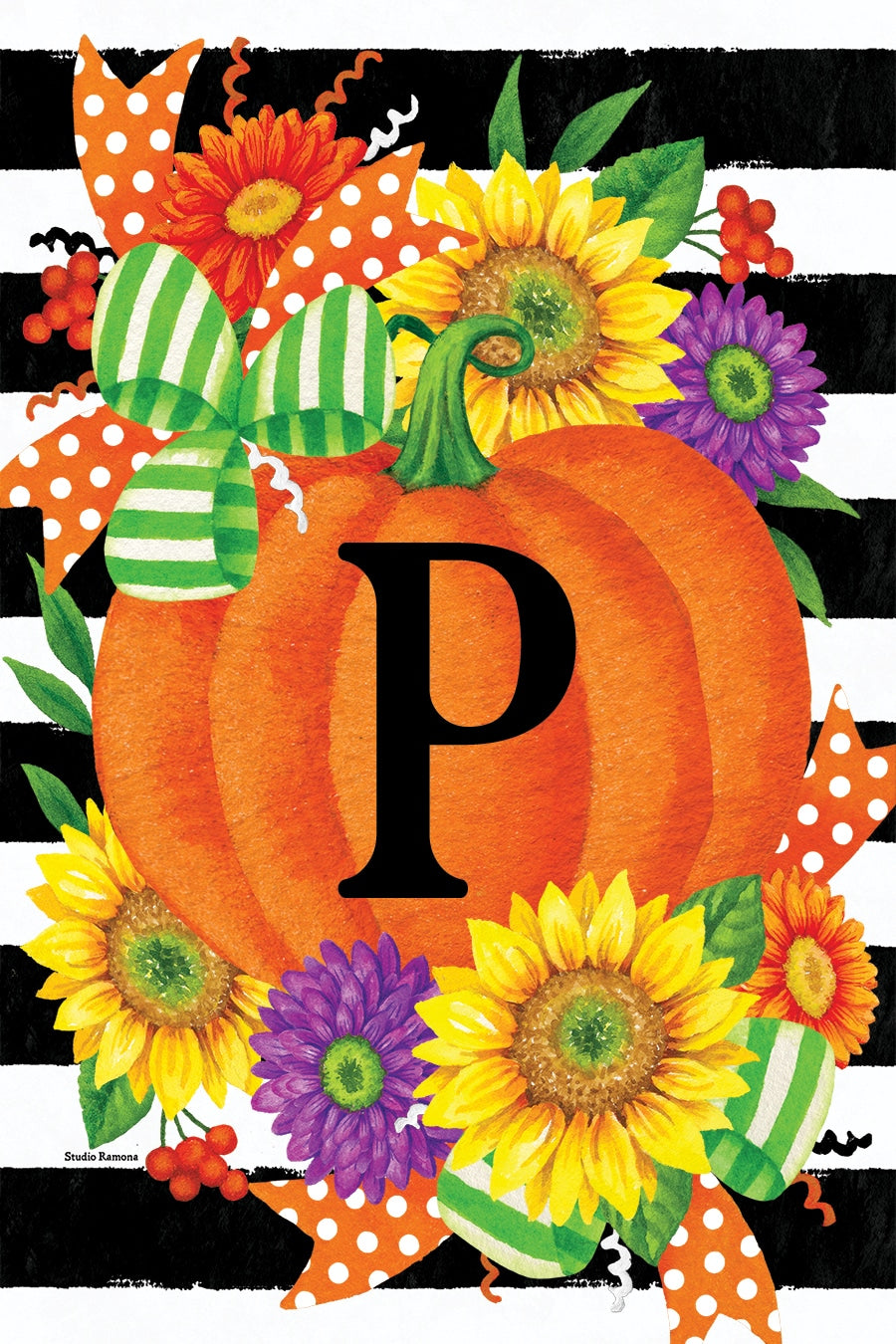 PUMPKIN SPLENDOR MONOGRAM GARDEN FLAG