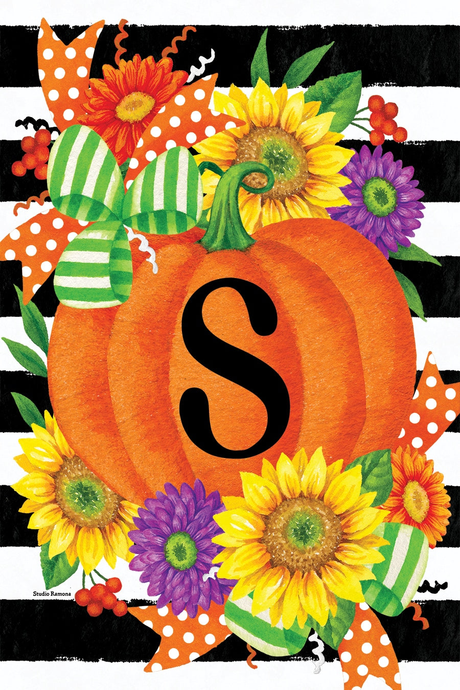 PUMPKIN SPLENDOR MONOGRAM GARDEN FLAG