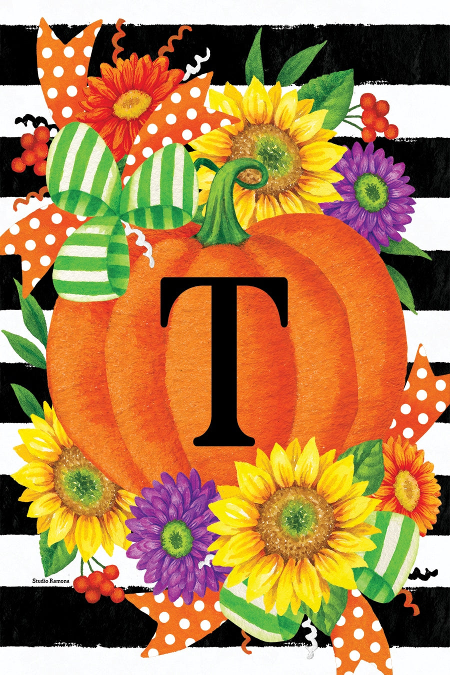 PUMPKIN SPLENDOR MONOGRAM GARDEN FLAG