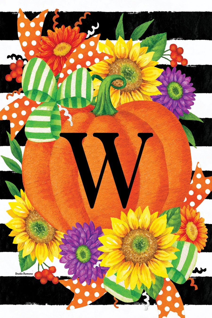 PUMPKIN SPLENDOR MONOGRAM GARDEN FLAG