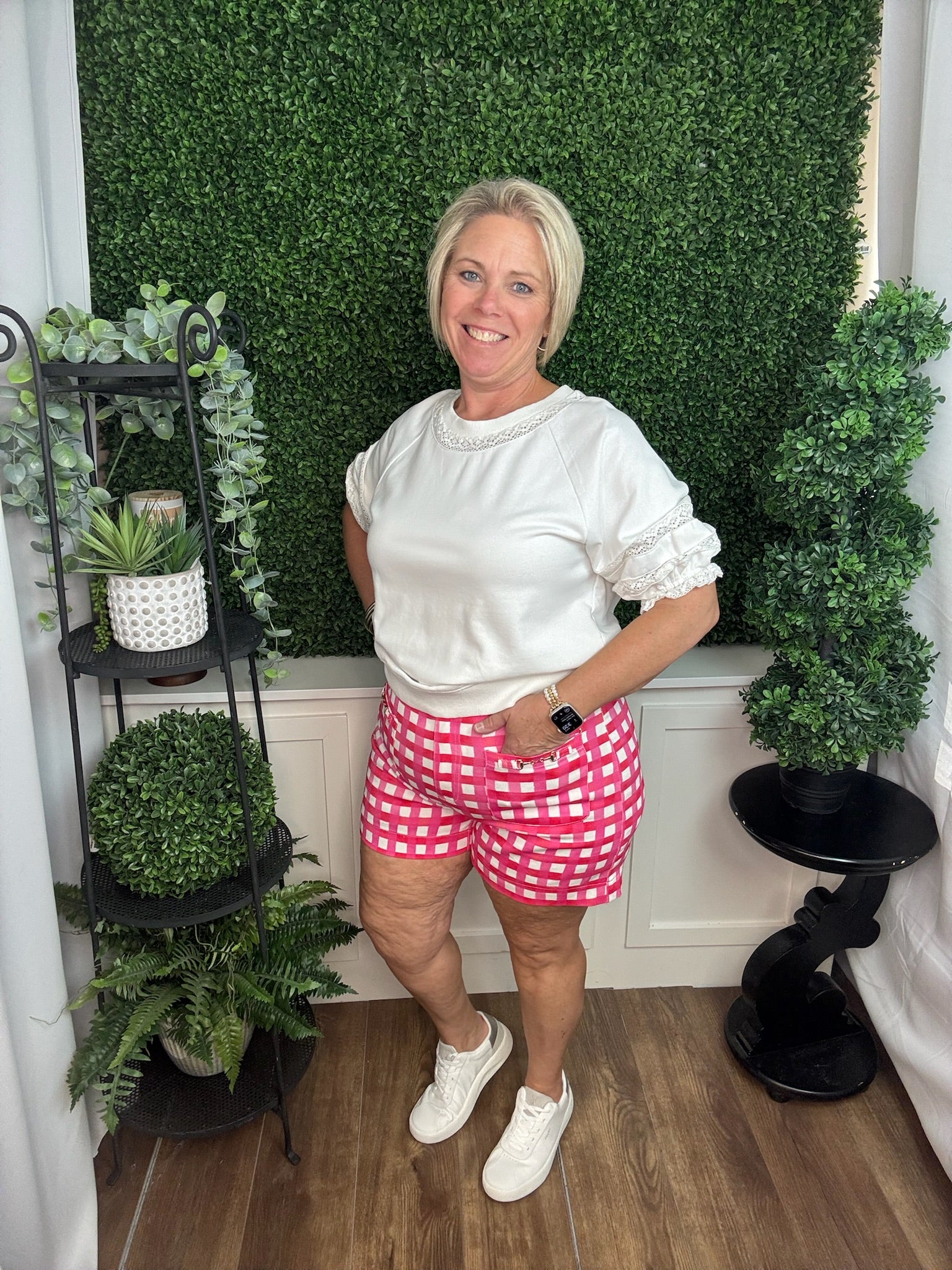 Picnic Chic Gingham Tailored Shorts