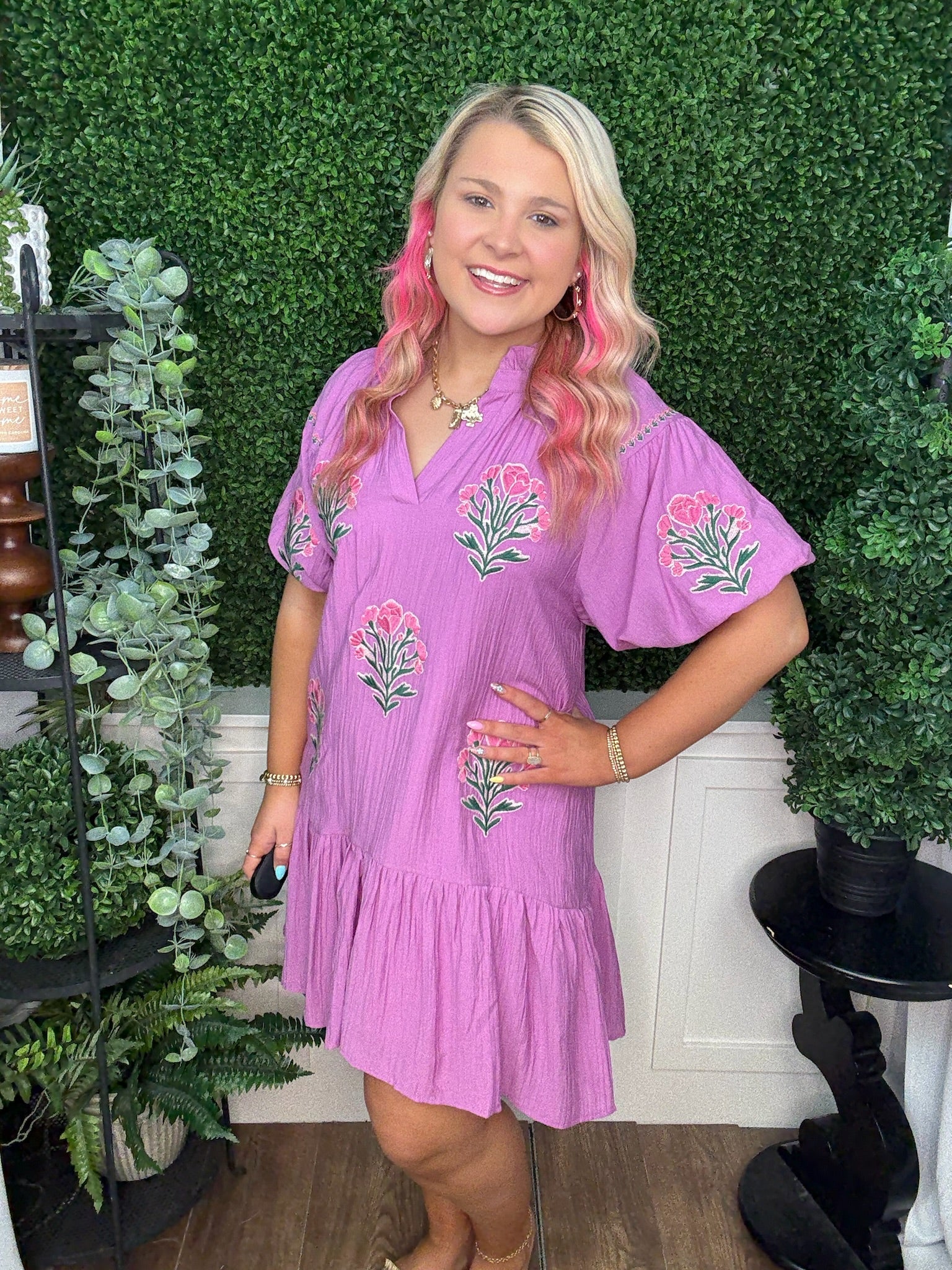 BUBBLE SLEEVE DRESS - ORCHID