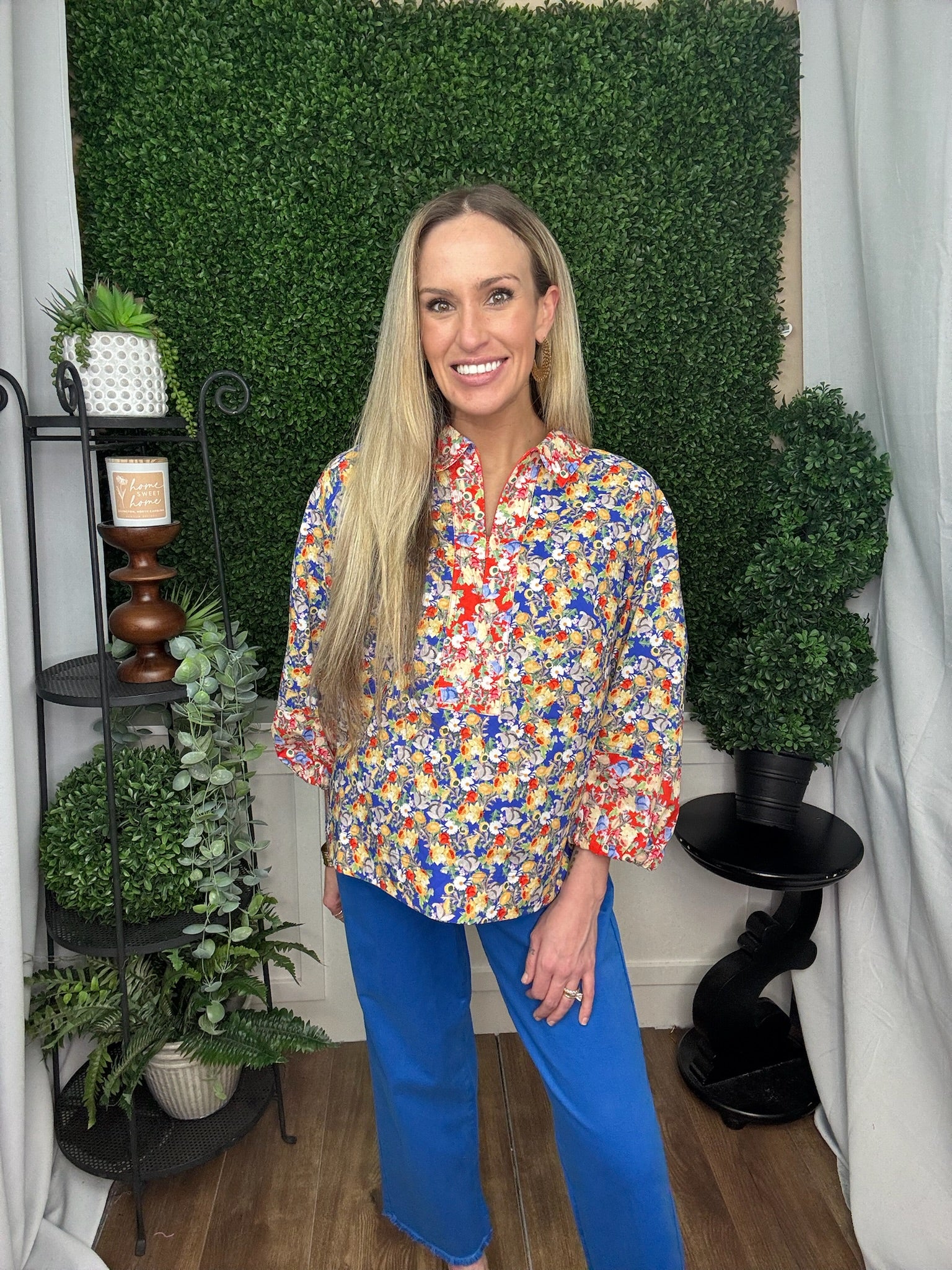 ZIP FRONT PRINT TOP - MULTI