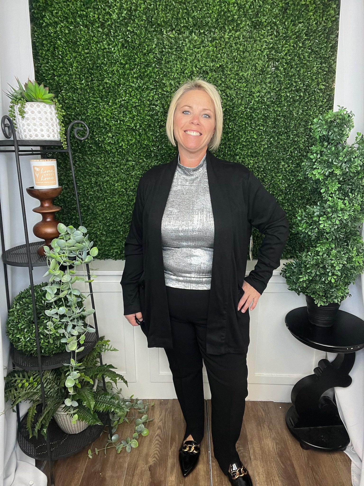 OPEN FRONT CARDIGAN BLACK