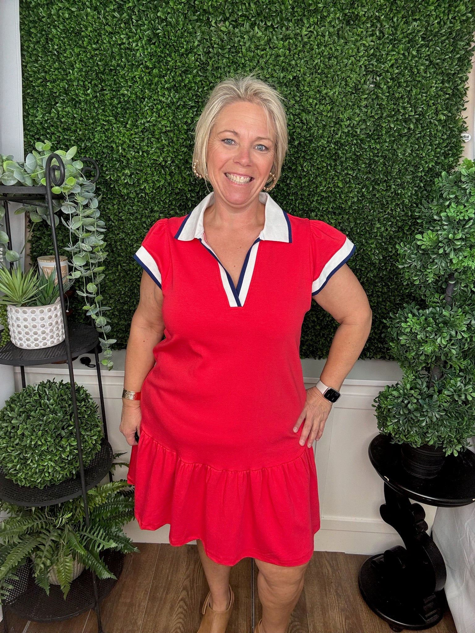 DRESS CARISSA RED/WHITE