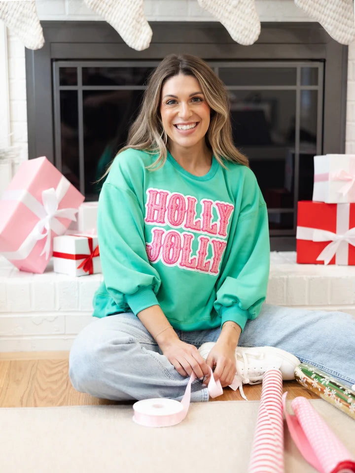 MILLIE SWEATSHIRT - HOLLY JOLLY - GREEN