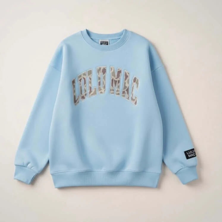 YOUTH - LULU MAC SWEATSHIRT - LIGHT BLUE W/CAMO
