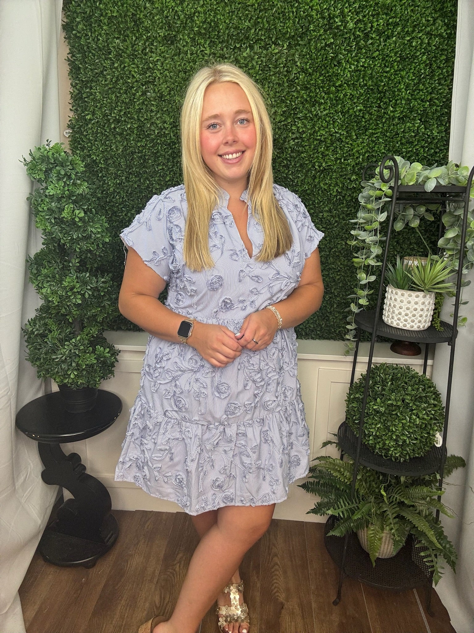 NAVY PINSTRIPE DRESS