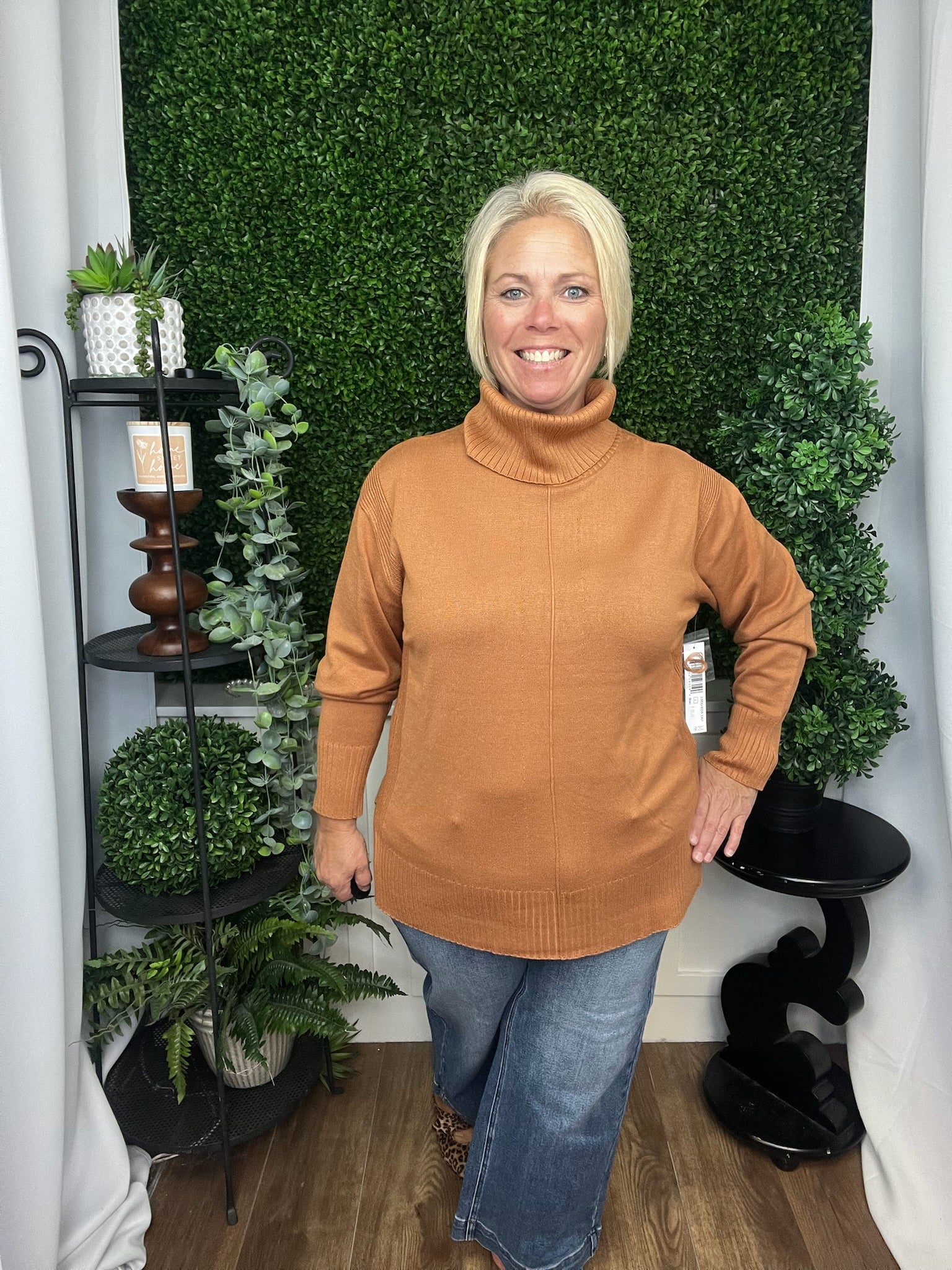 LS TURTLENECK SWEATER - BRAN