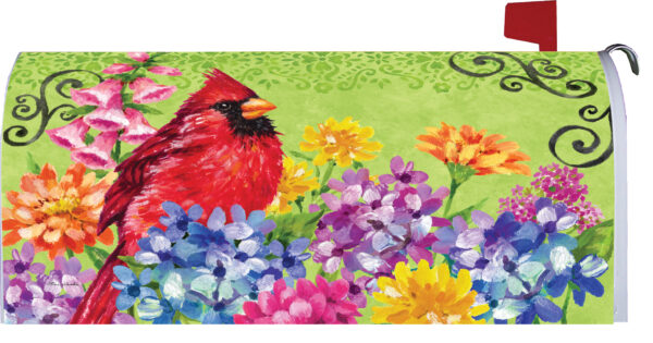 CARDINAL WITH FLOWERS