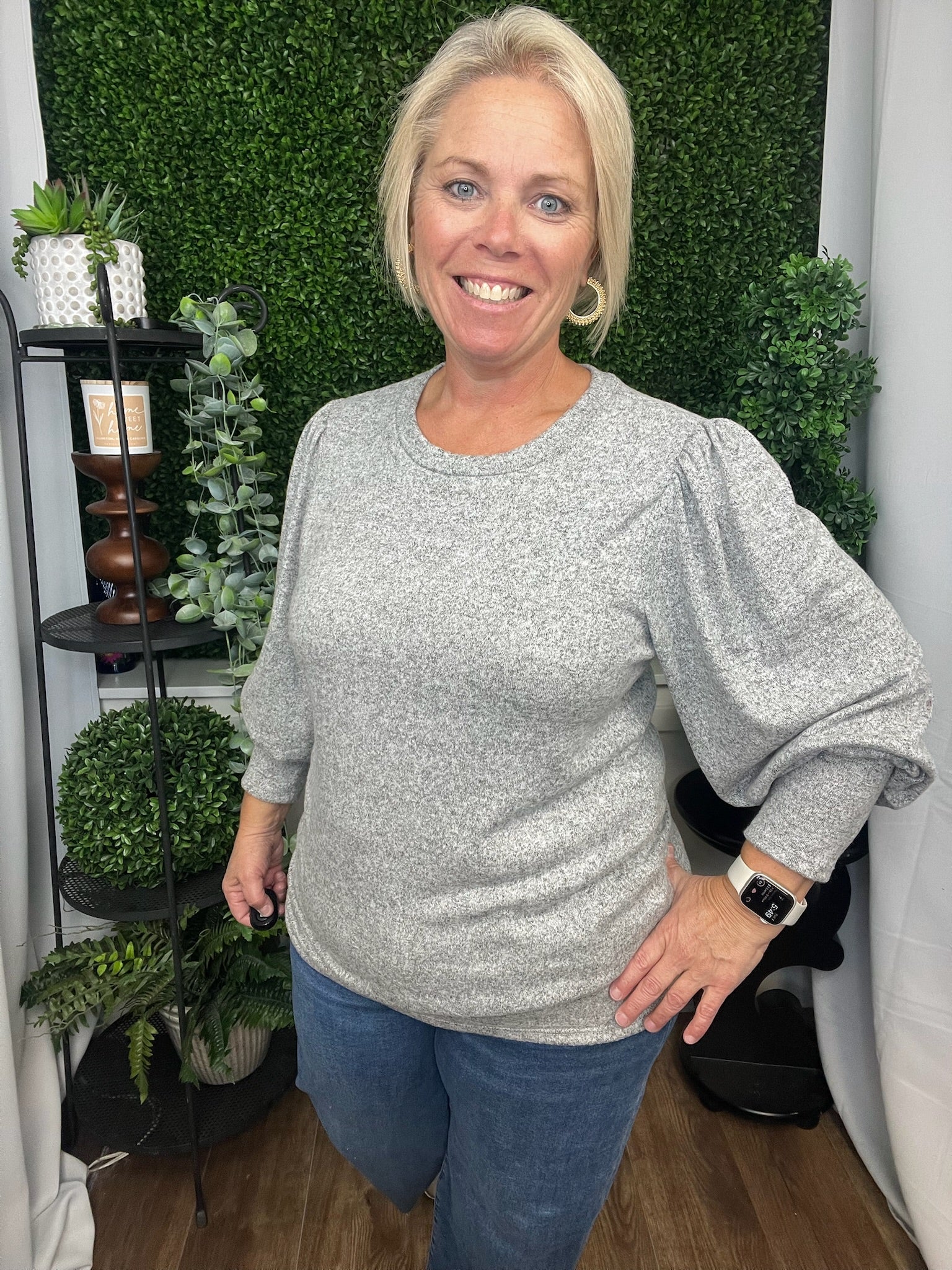 ANGELICA SOLID LONG SLEEVE TOP - OATMEAL