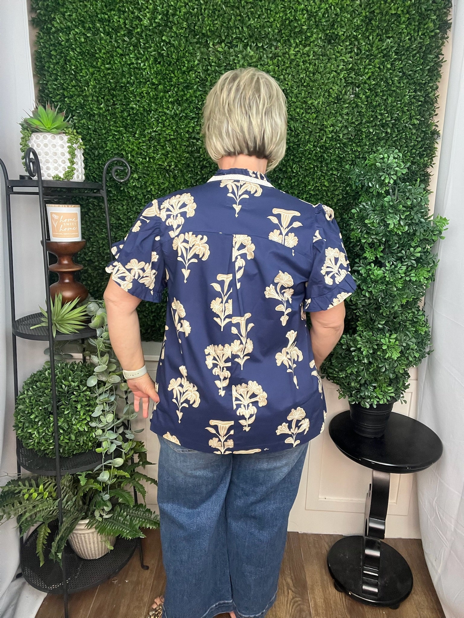 Lace Trim Floral Blouse