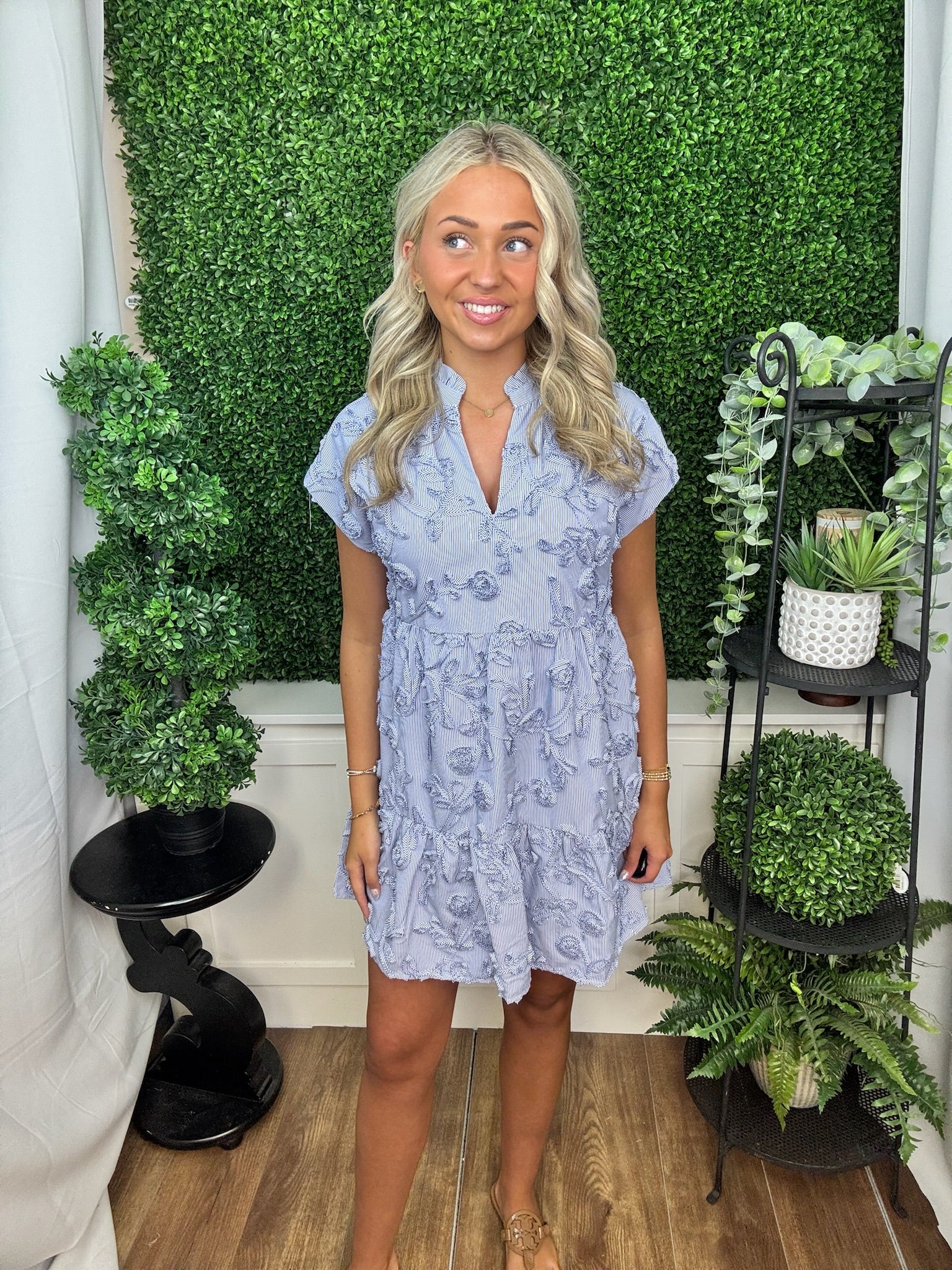 NAVY PINSTRIPE DRESS