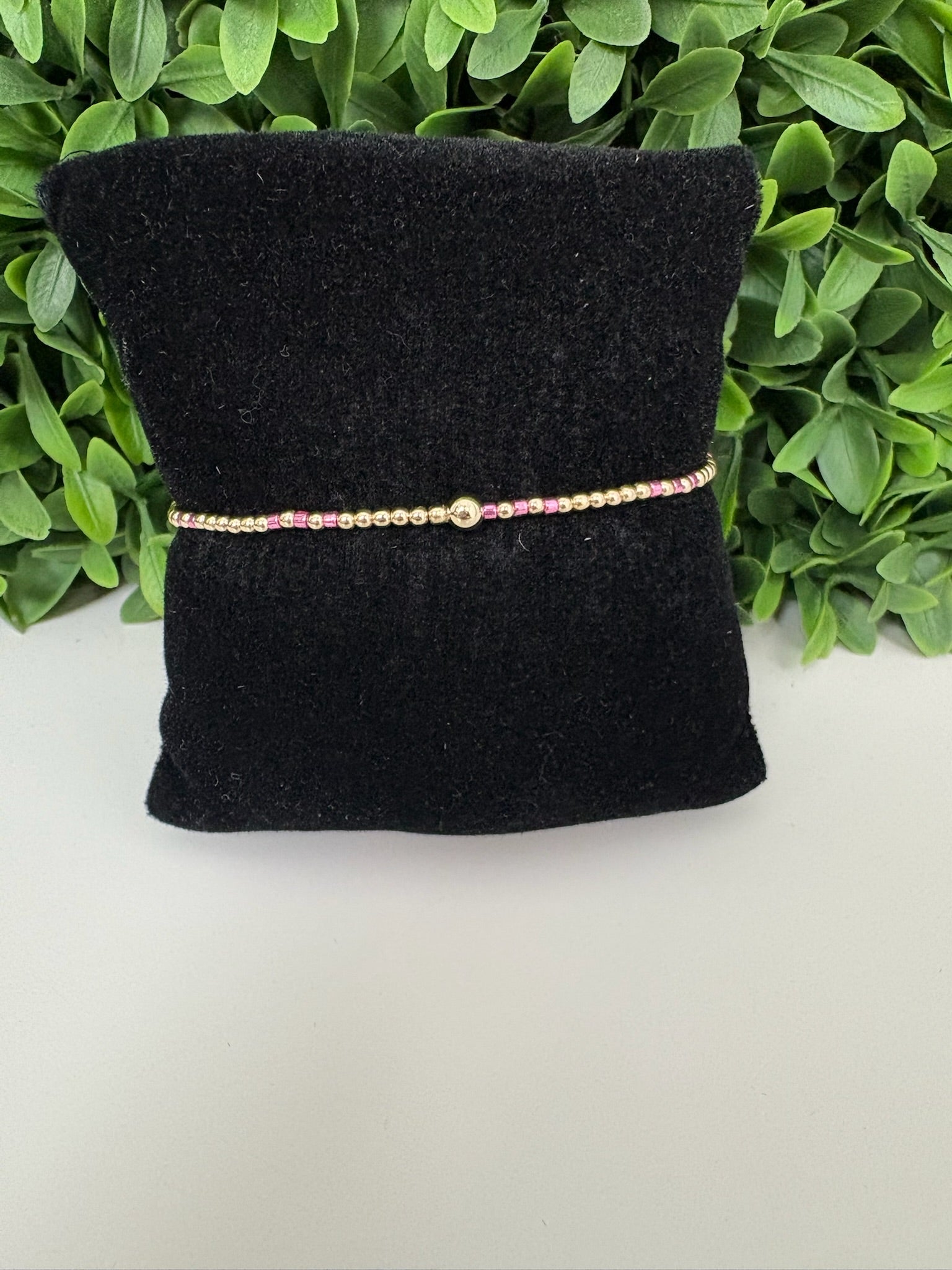 HOPE JOY PATTERN 2MM BEAD BRACELET - PINK METALLIC