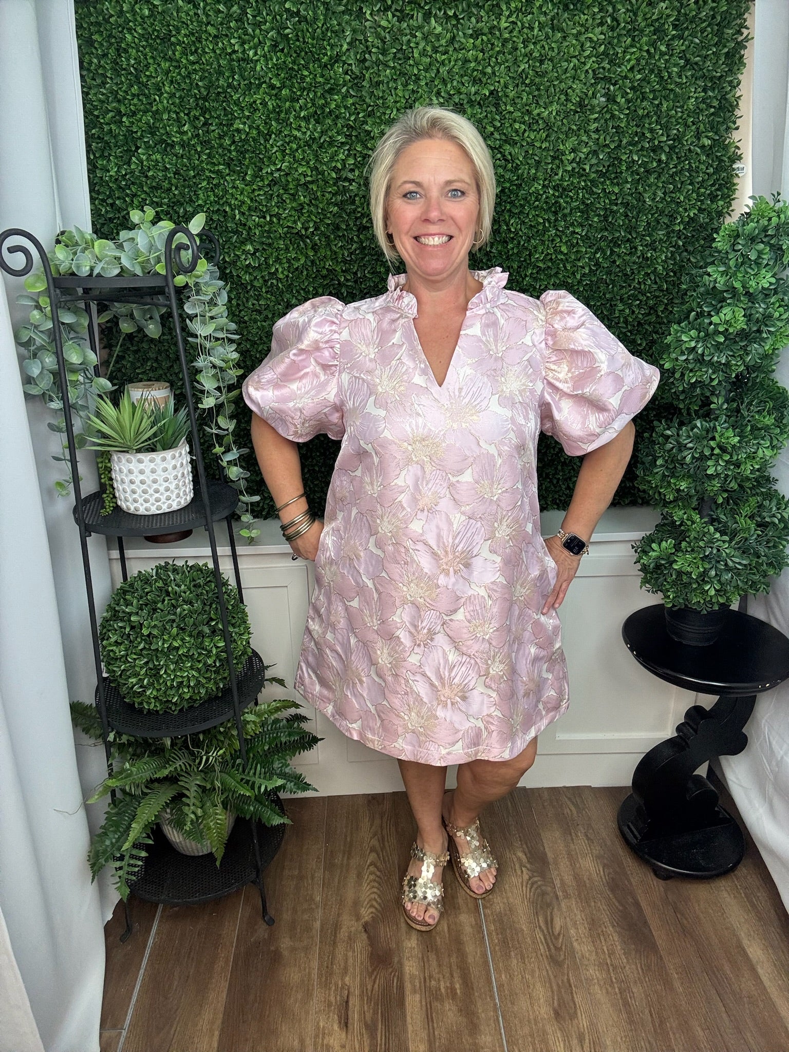 Blush Garden Jacquard Dress