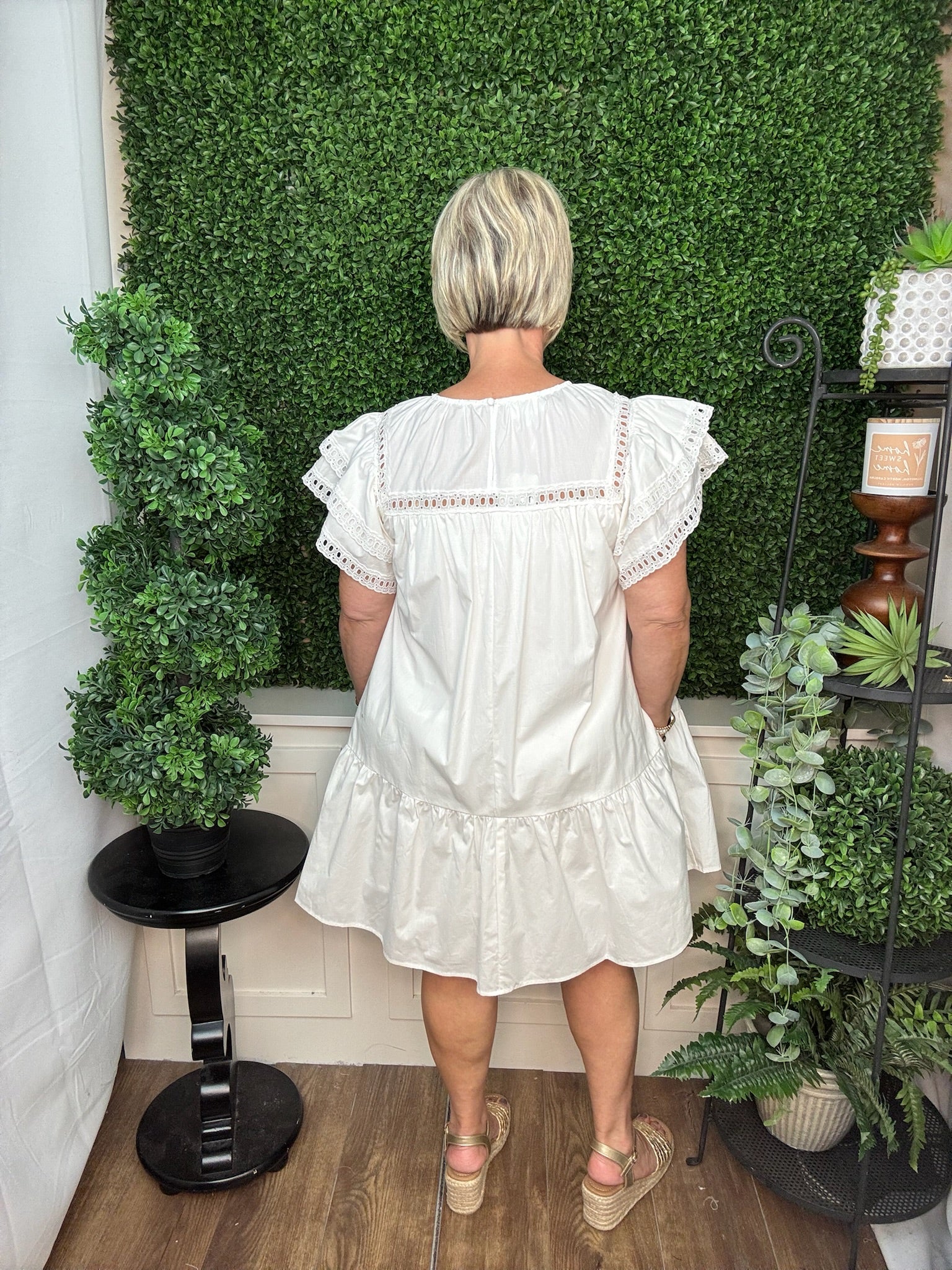 Yoke Trim Detail Tiered Dress