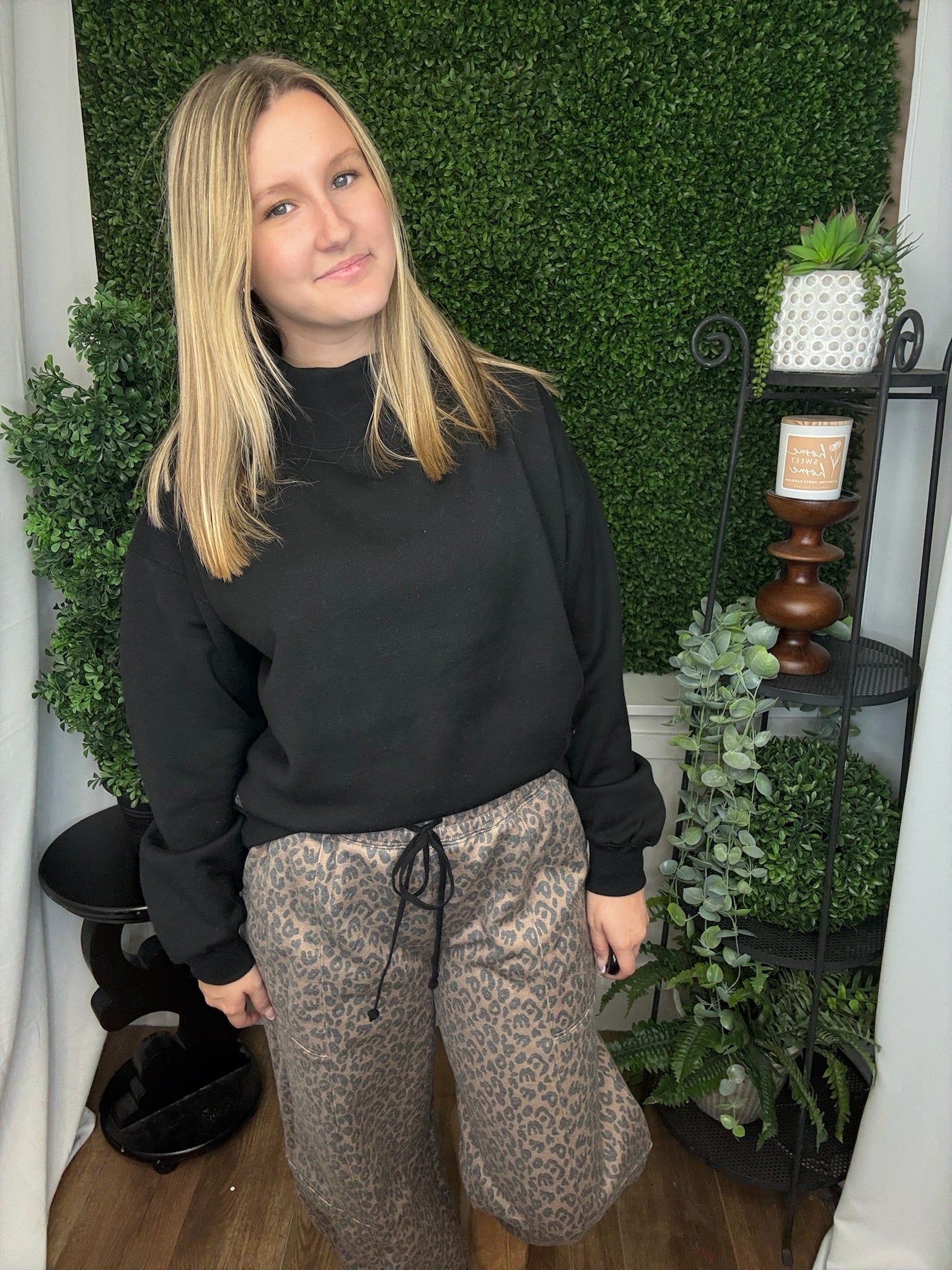 LEOPARD PRINT JOGGERS CHOCOLATE/BLACK