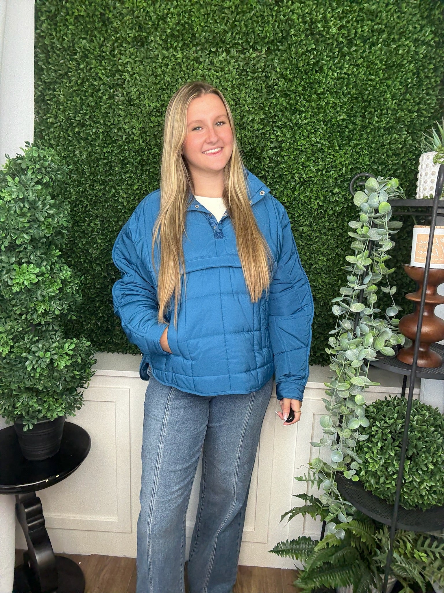 PUFFER PULLOVER JACKET - BLUE