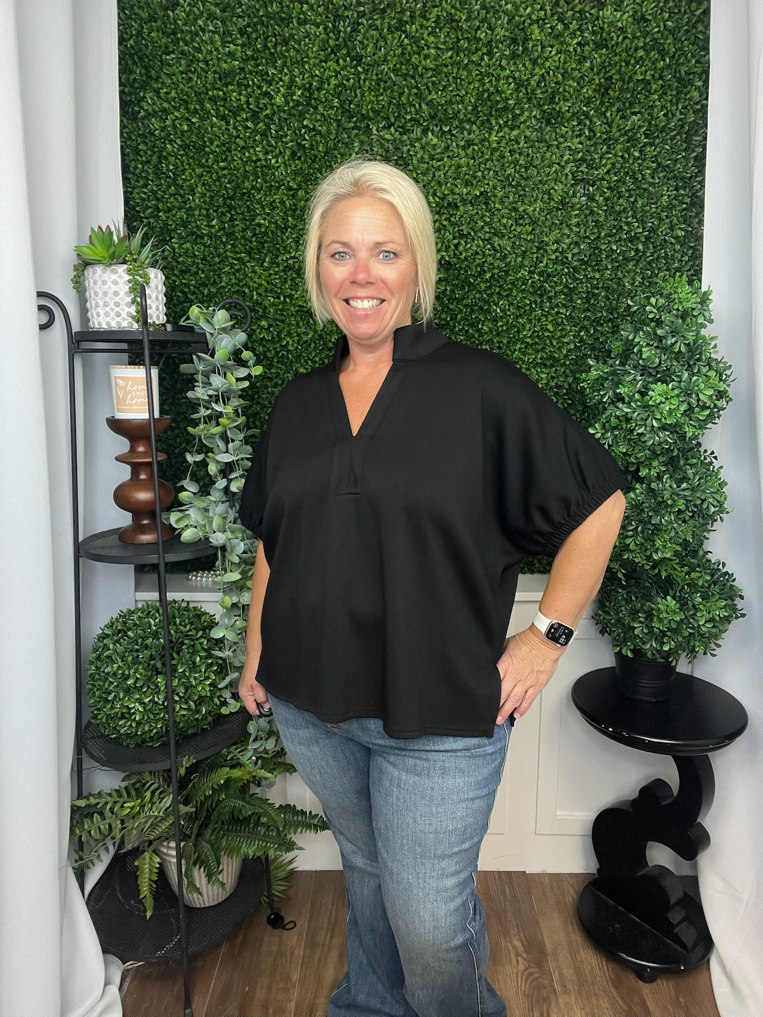 SOLID SS VNECK COLLAR BAND TOP