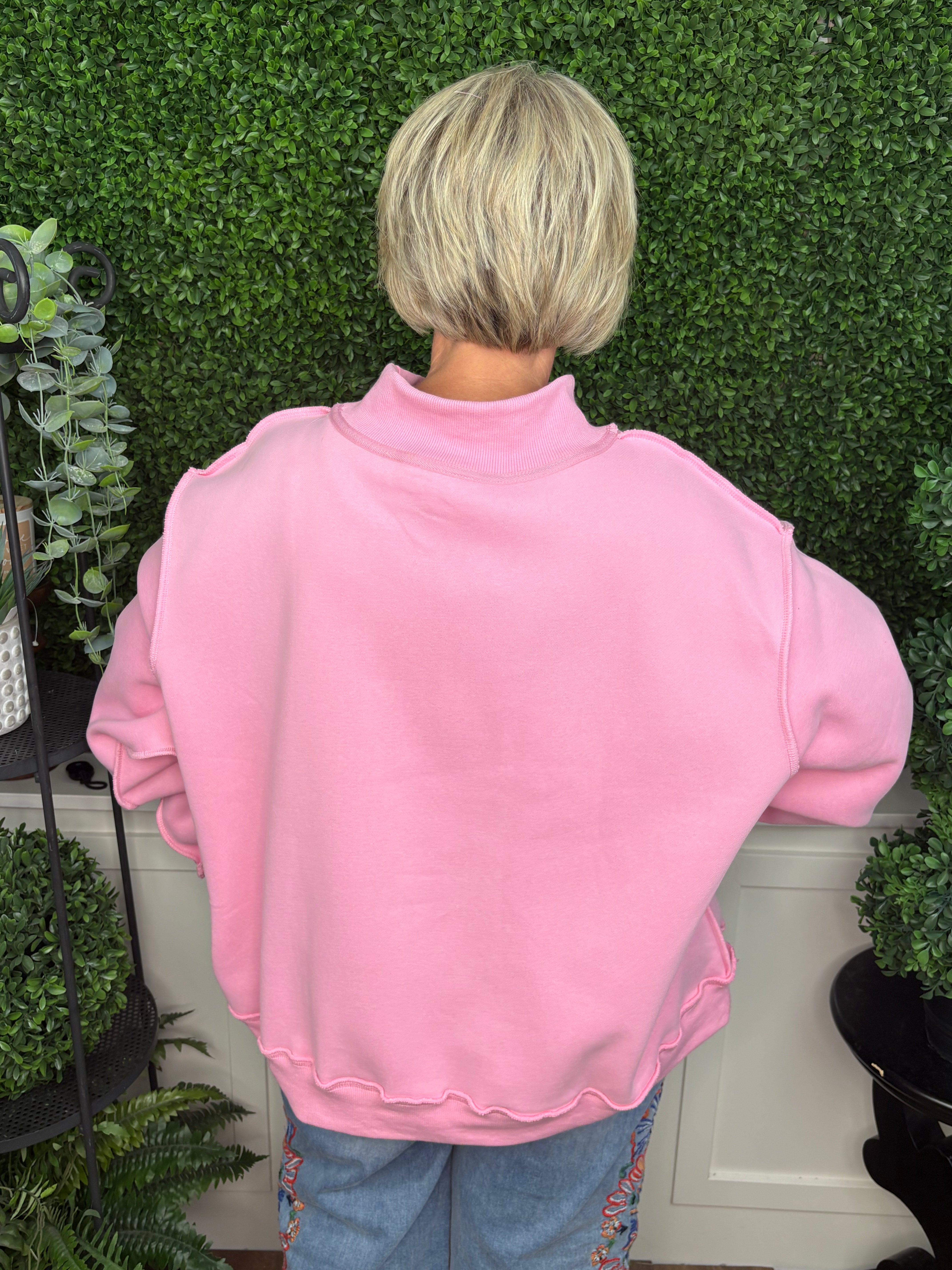 Jesus Graphic Mock Neck Pullover – Pink/Camo