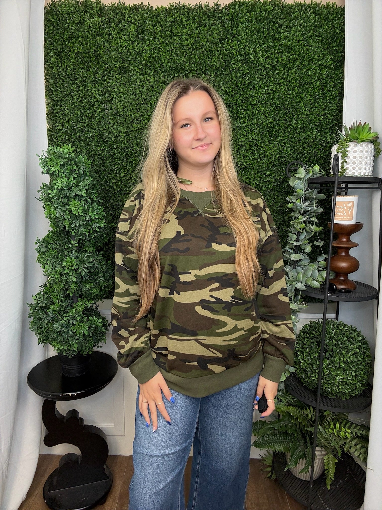 CAMO KNIT CASUAL TOP