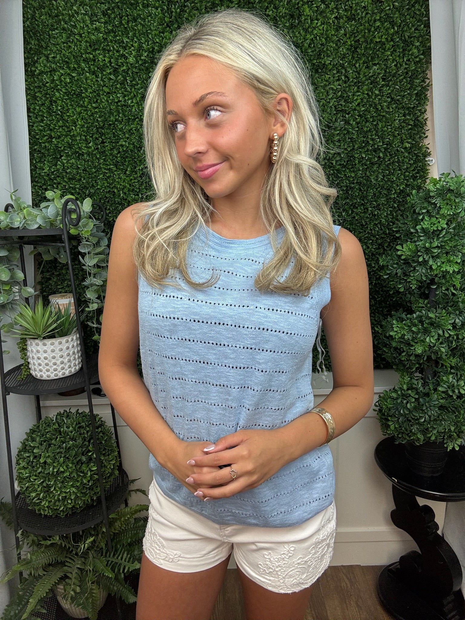 Sleeveless Textured Knit Top