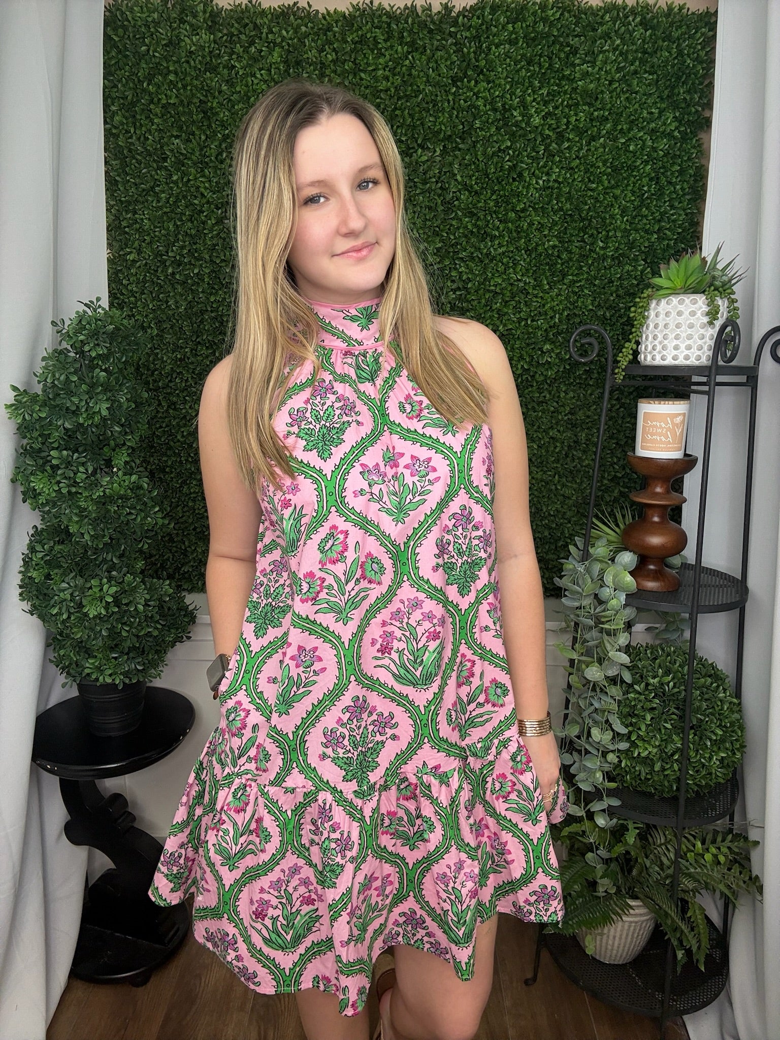 SLEEVELESS MINI DRESS - PINK