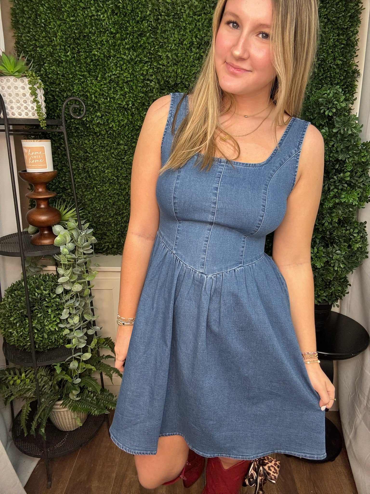 BABYBLUE BOW DRESS - DENIM