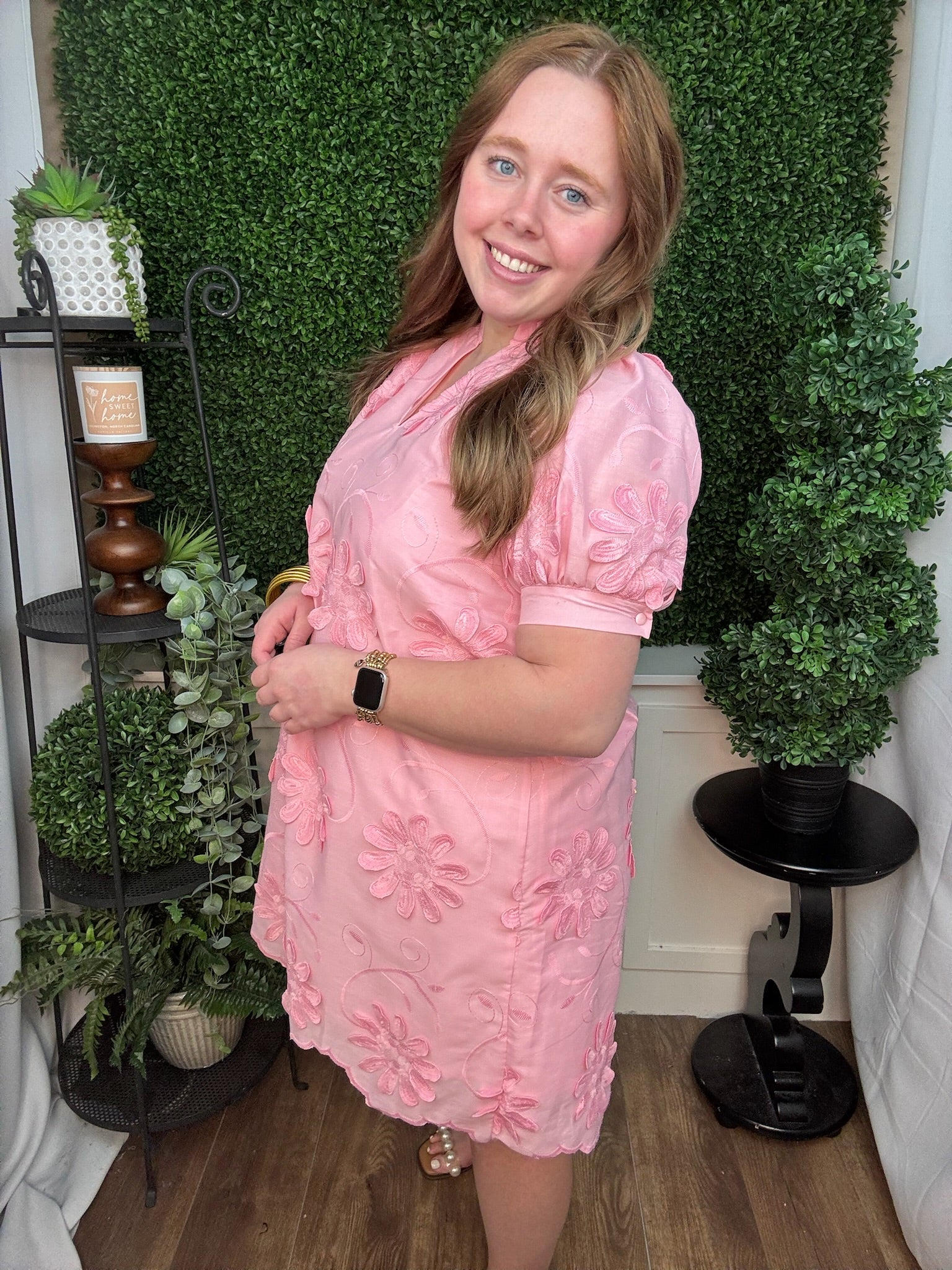 Blush Garden Embroidered Shift Dress