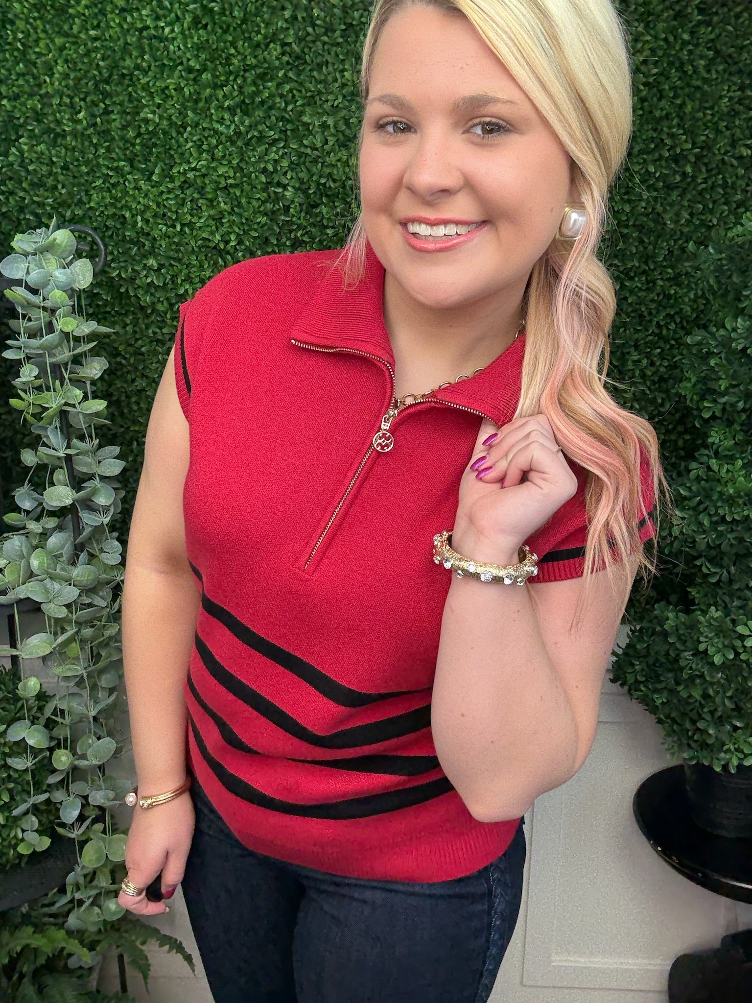 CELIA SWEATER RED/BLACK