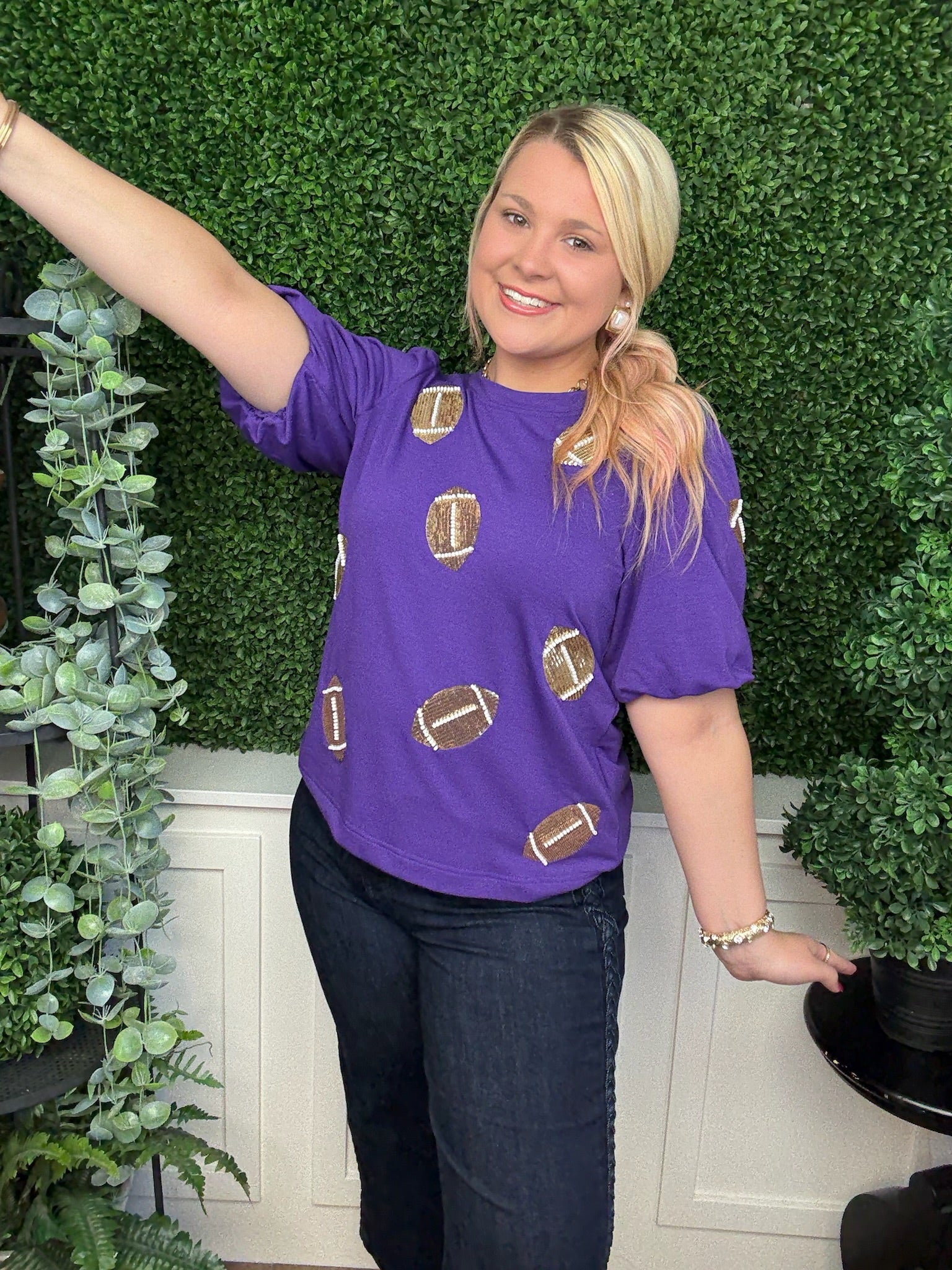 TINA FOOTBALLS TOP PURPLE/GOLD