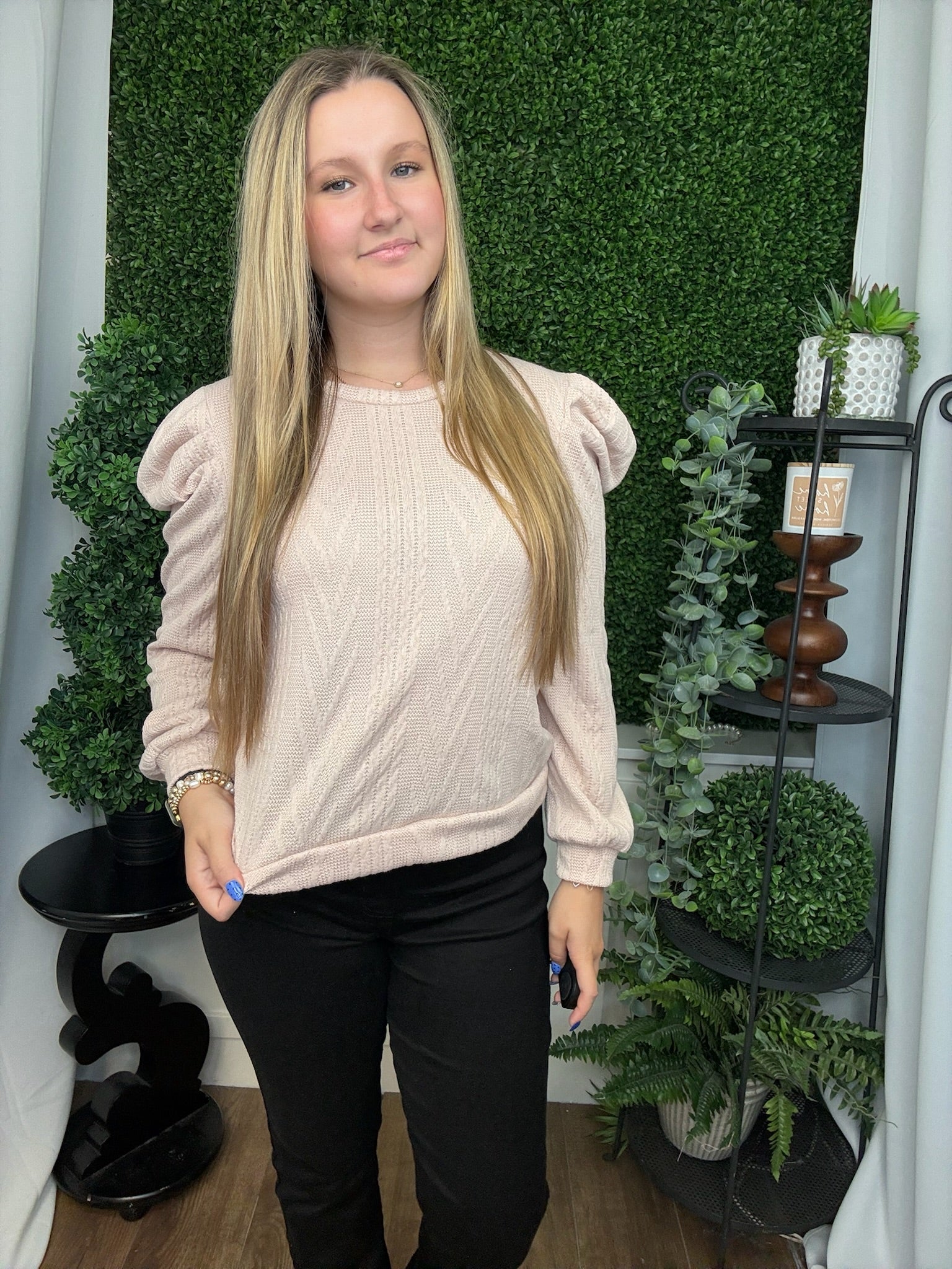 VANESSA LONG SLEEVE TOP - LIGHT TAUPE