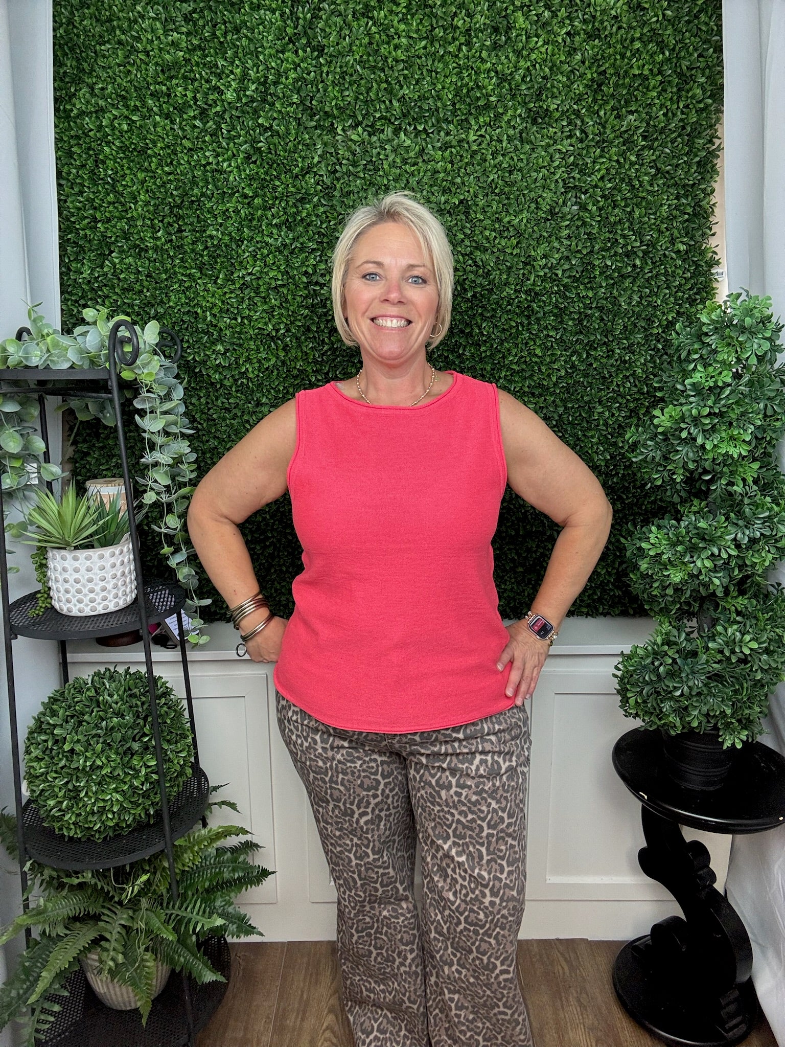 Coral Sleeveless Lightweight Knit Top