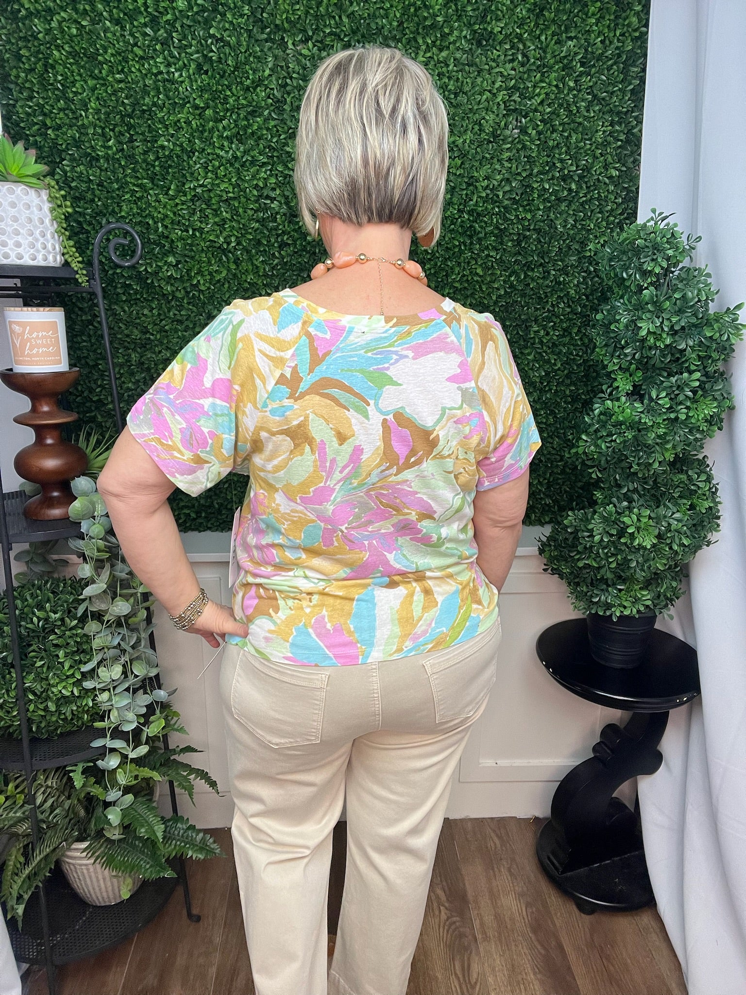 SS SCOOP NECK TOP W/PLEATING DETAIL - WISTERIA