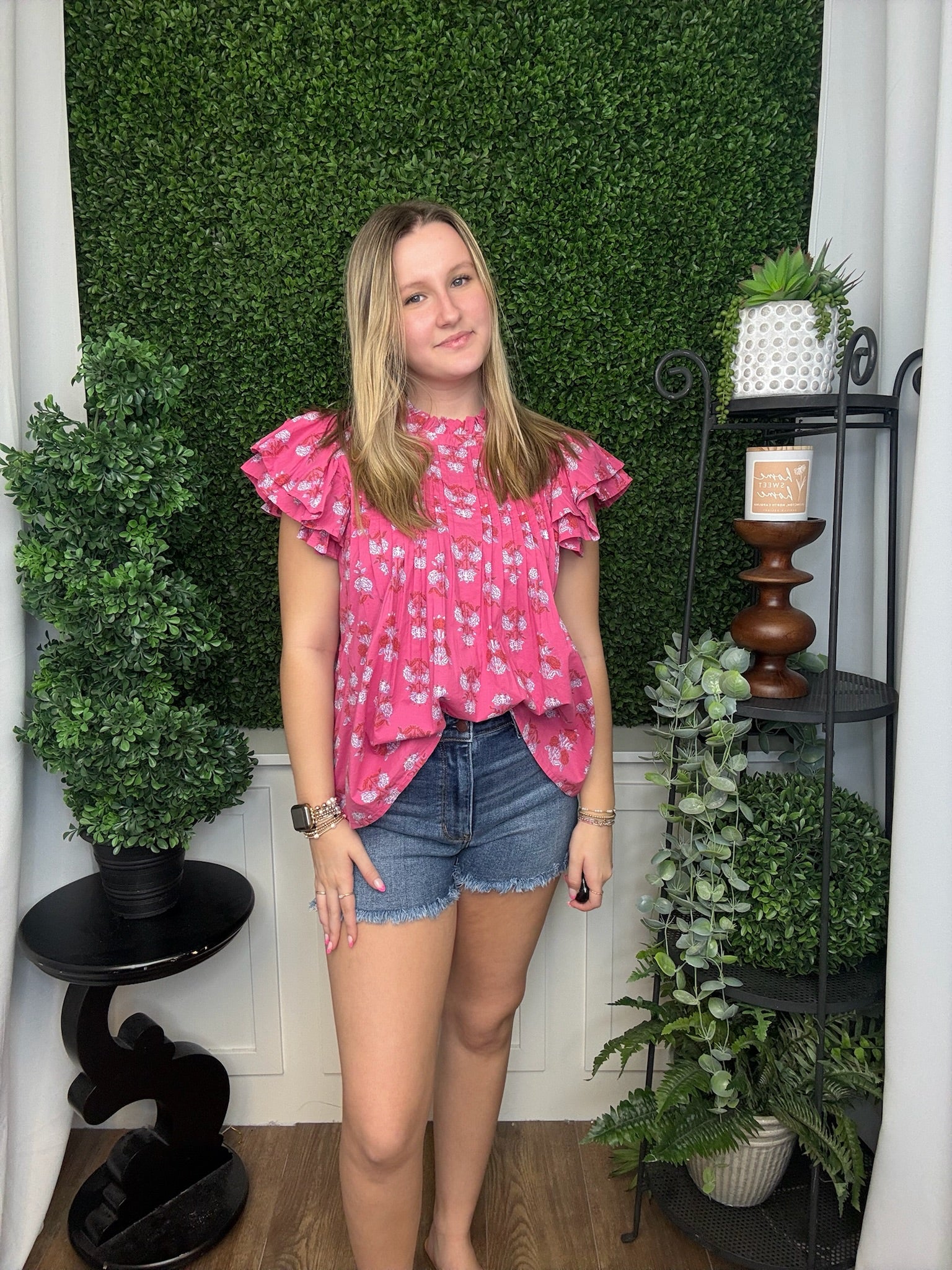 PINK DOLLY FLUTTER TOP