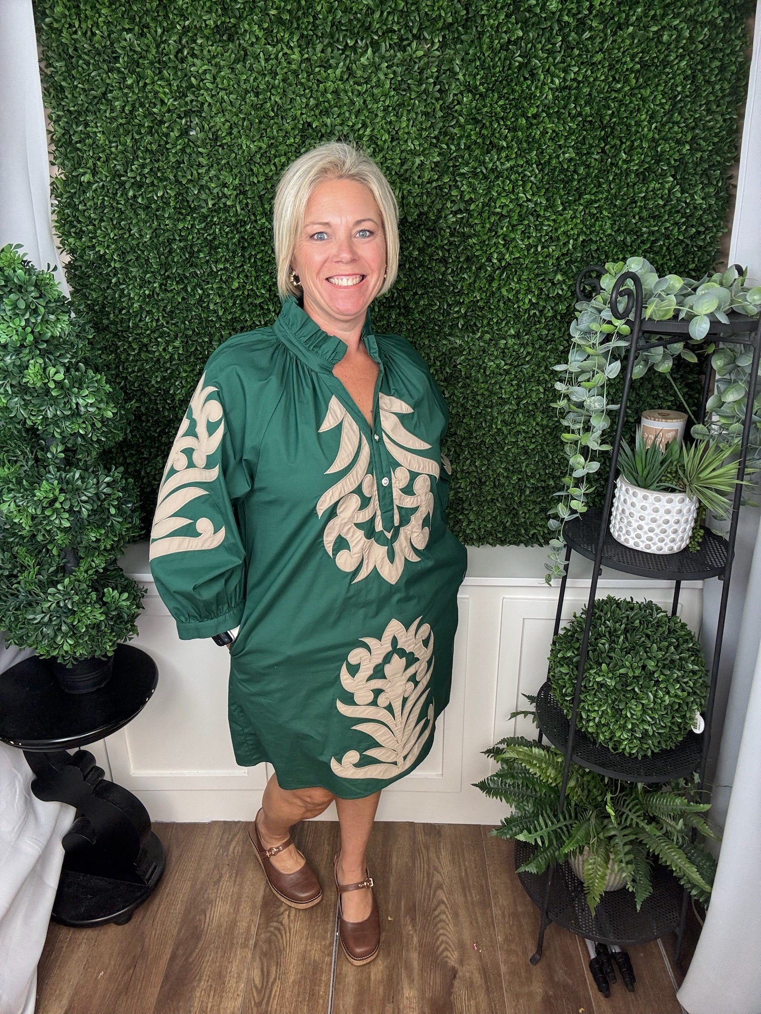 Hunter Green Embroidered Dress