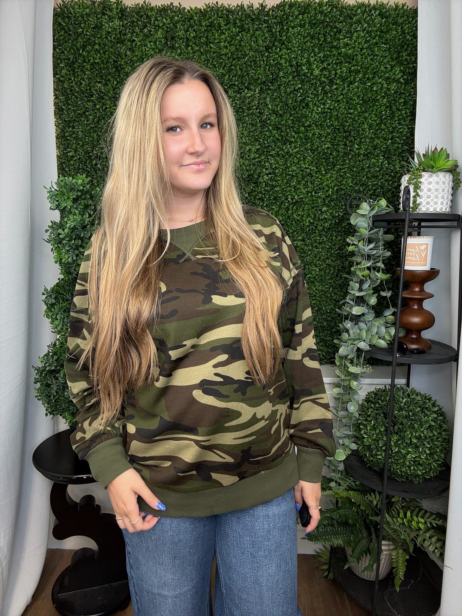 CAMO KNIT CASUAL TOP