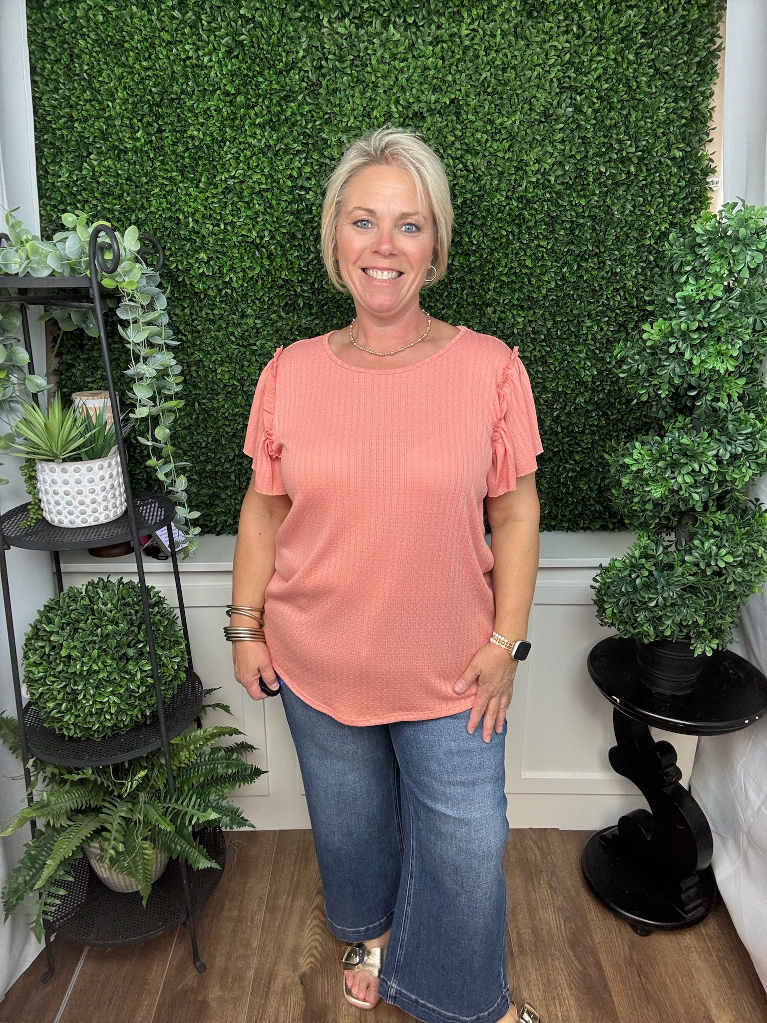 Flutter Sleeve Textured Top