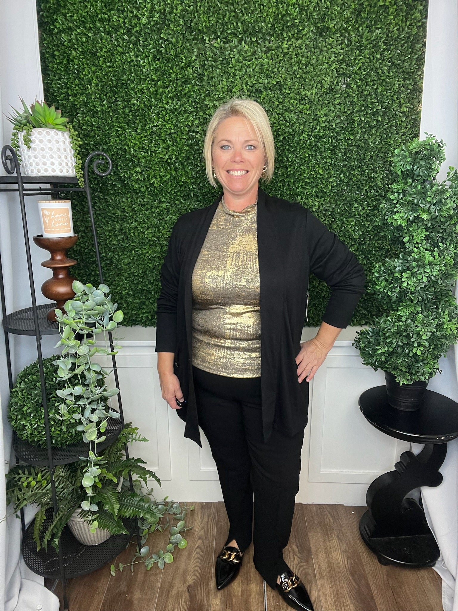 OPEN FRONT CARDIGAN BLACK