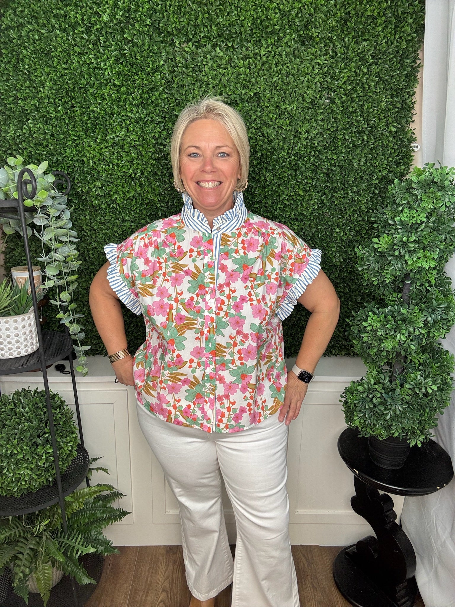 Garden Party Ruffle Collar Floral Top