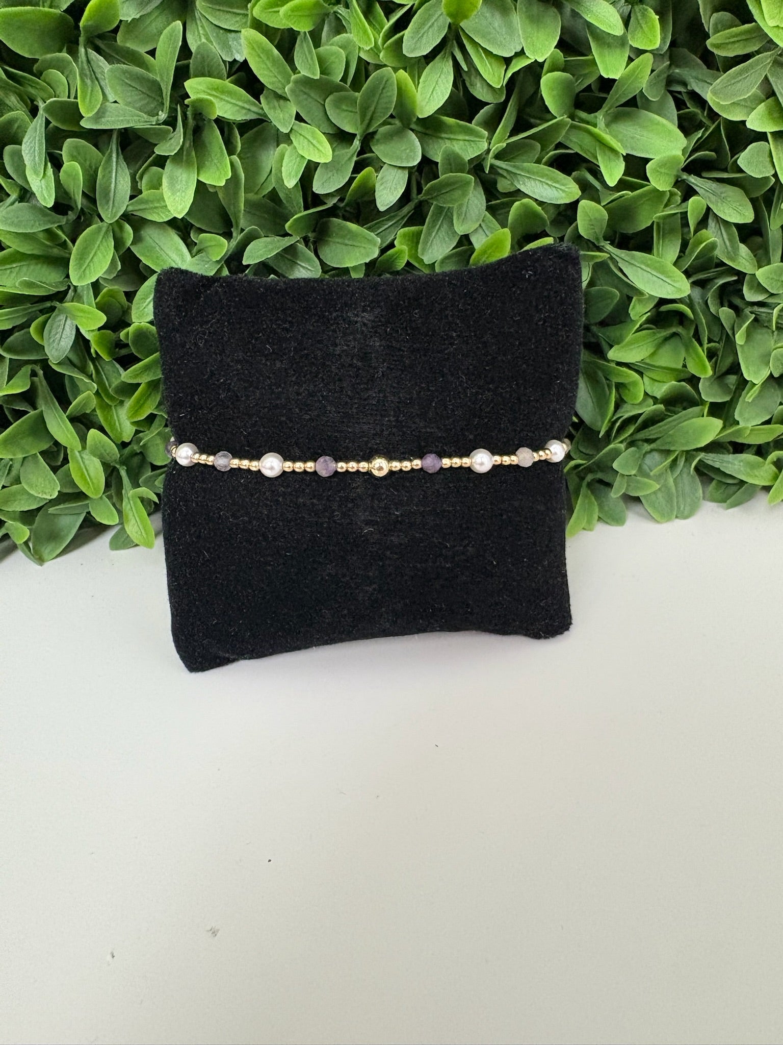 EXTENDS - PEARL SINCERITY PATTERN 4MM BEAD BRACELET - AMETHYST