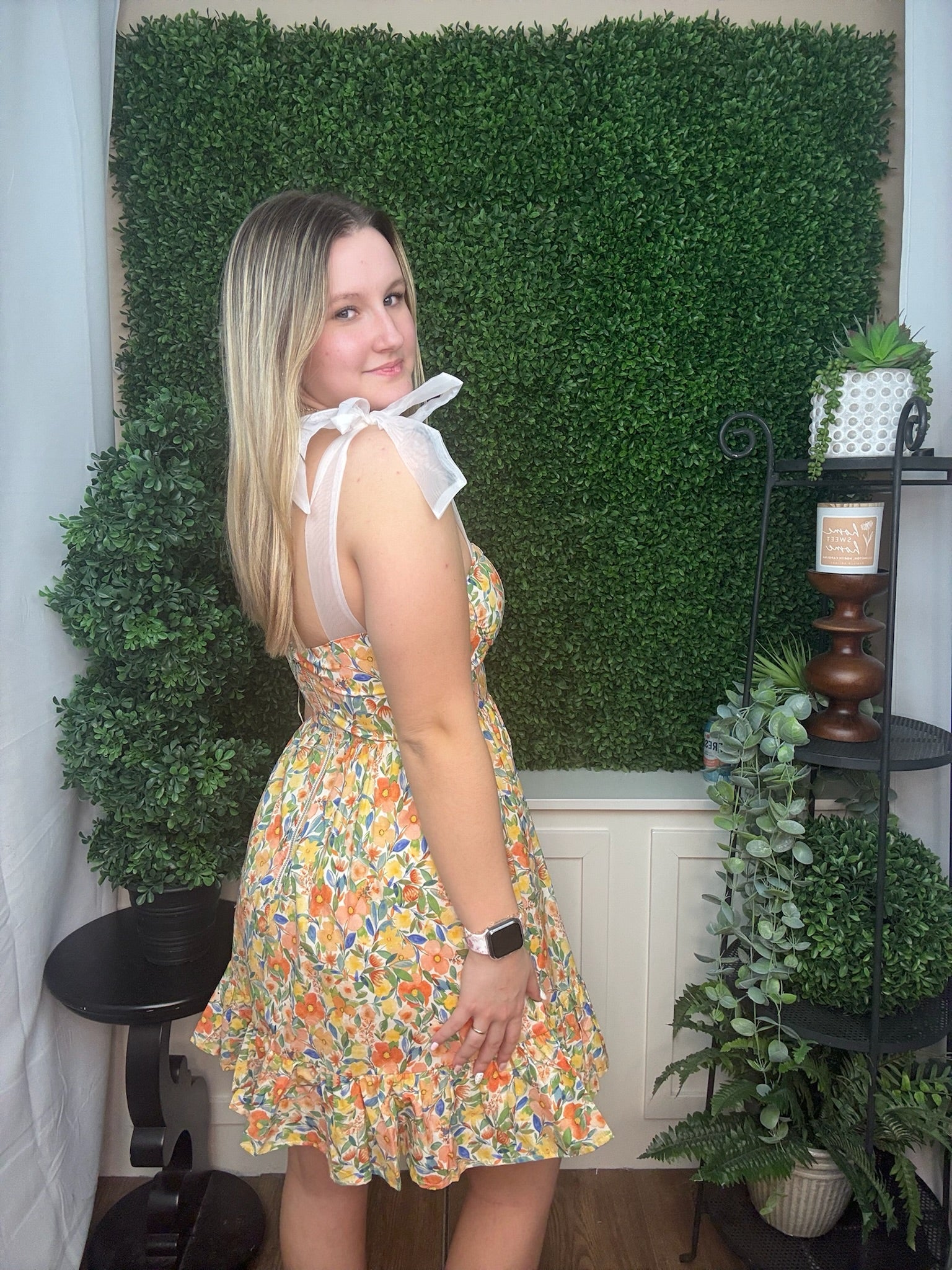 Sunset Garden Corset Midi Dress