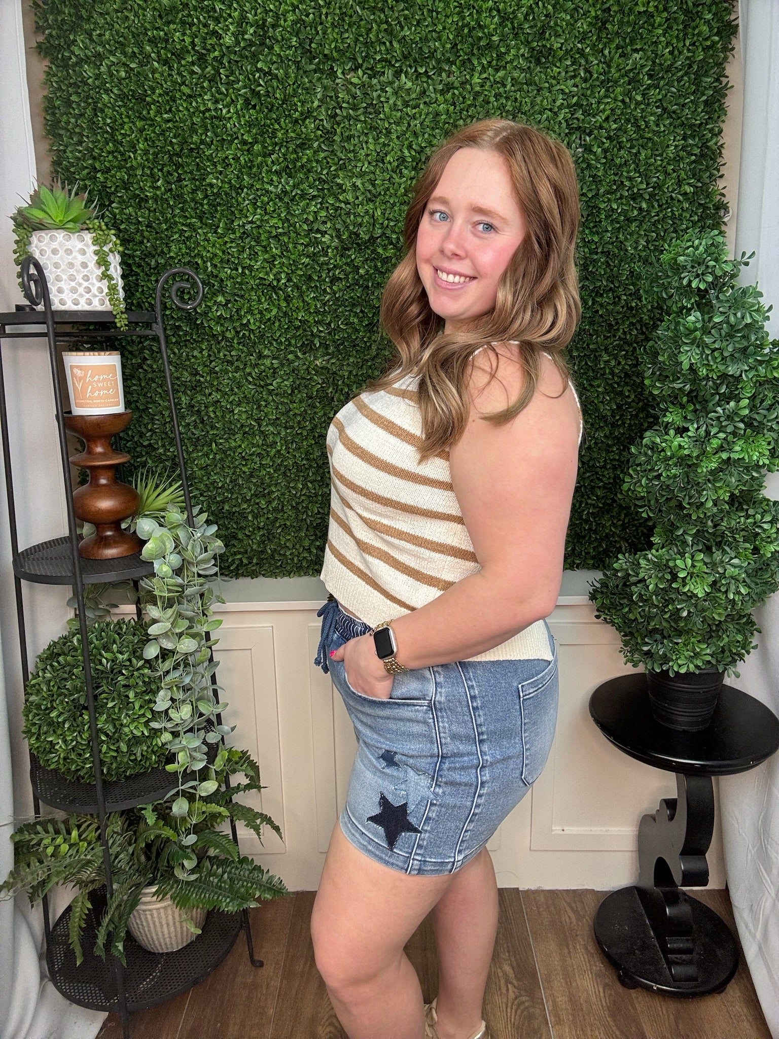 Khaki Stripe Knit Tank