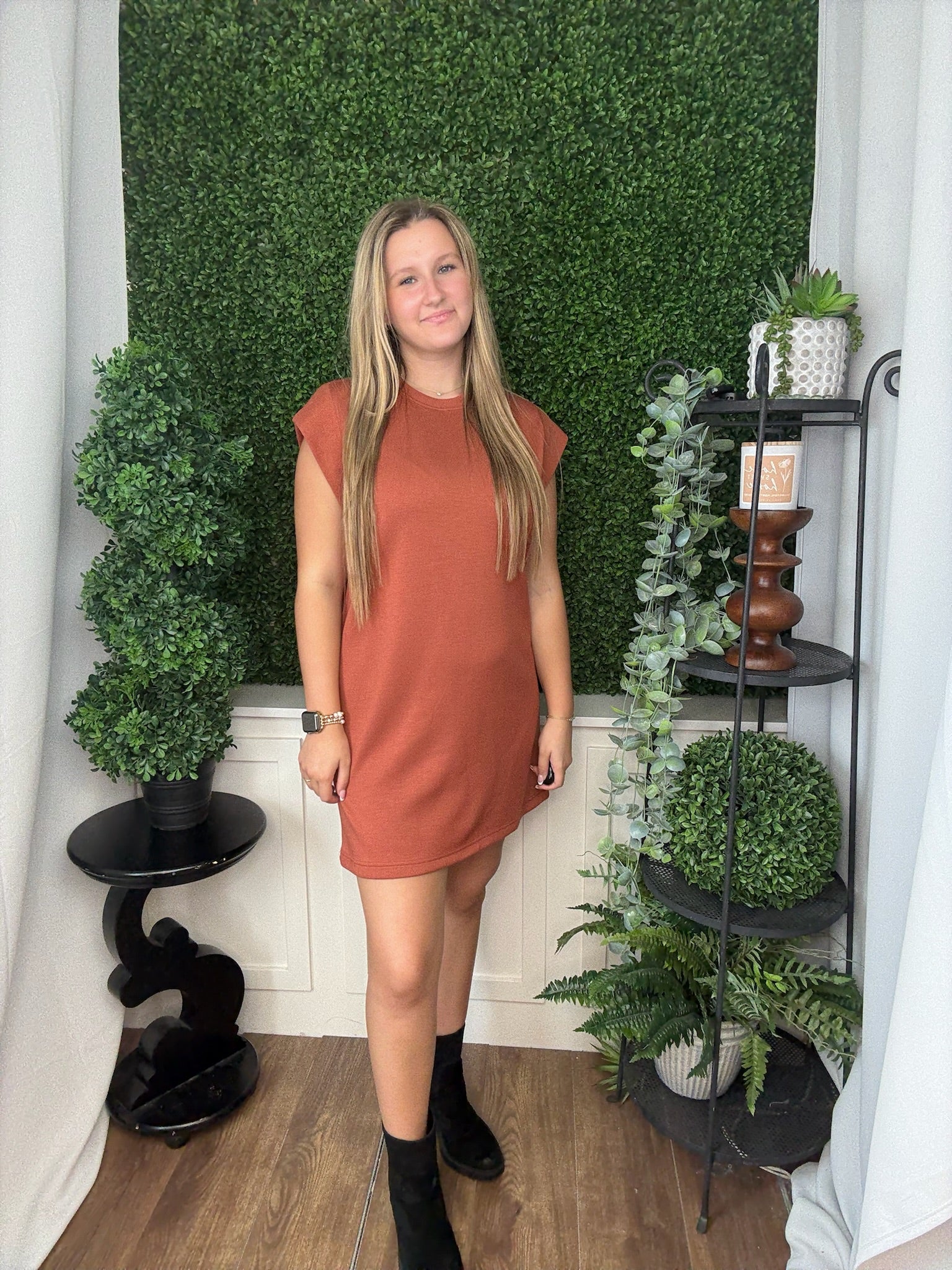 SOLID CAP SLEVE MINI DRESS