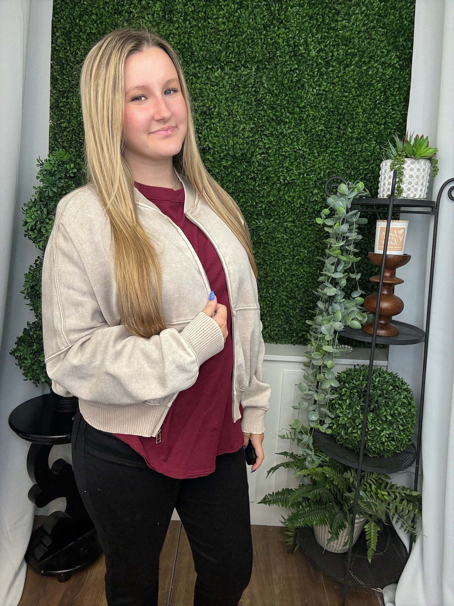 ACID WASHED FLEECE JACKET